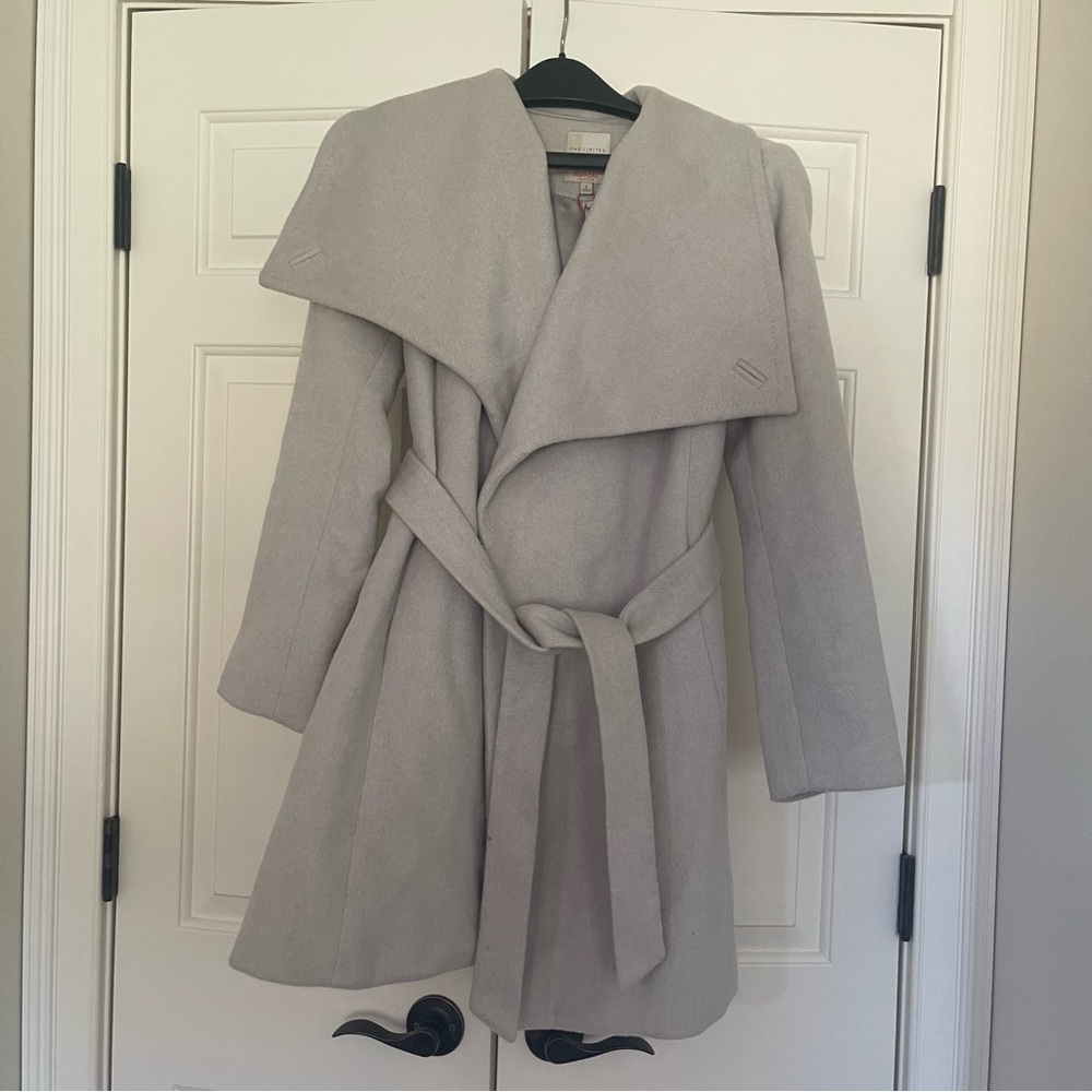 The Limited Light Gray Wrap Coat with Belt